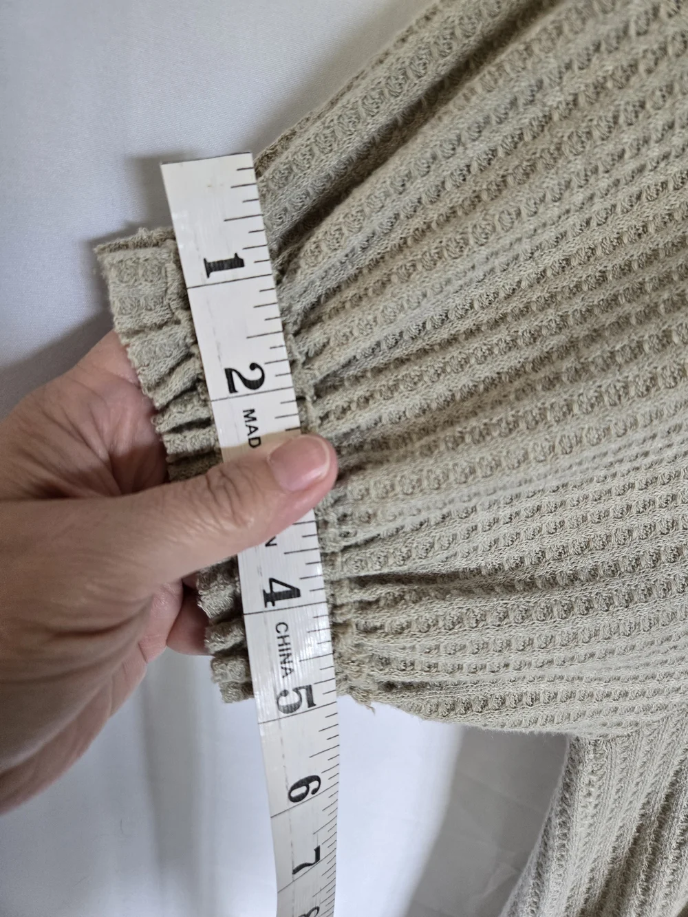 Promesa Beige Waffle-Knit Short Sleeve Mini Dress Pockets